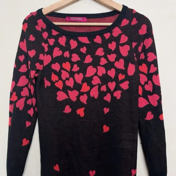 Anna Sui Dolly Girl Womens Xsmall Falling Heart Knit Sweater - Picture 2 of 8